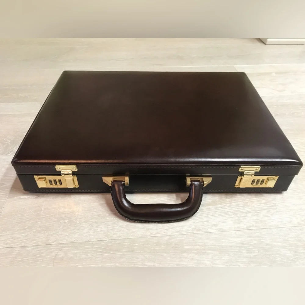 Vintage brown Presto Lock Executive leather briefcase attaché